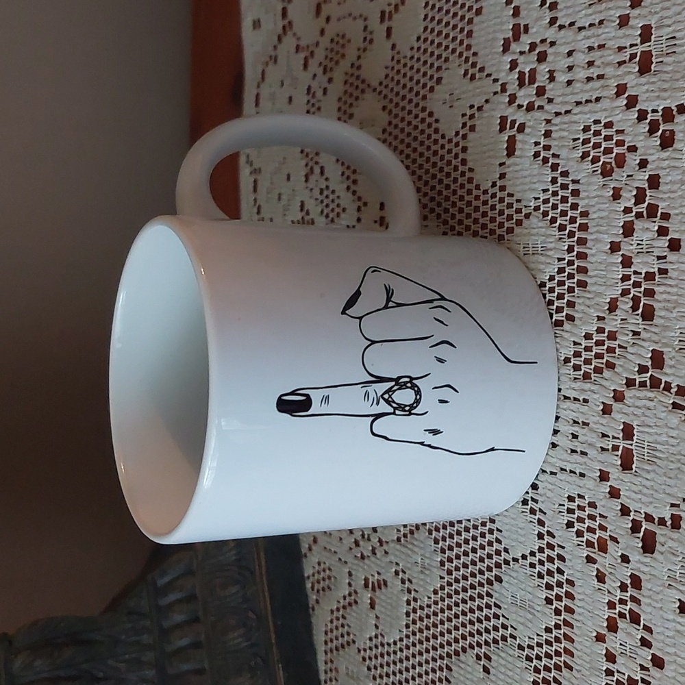 Funny Graphic Ring Finger Married Engaged Novelty Mug 10oz